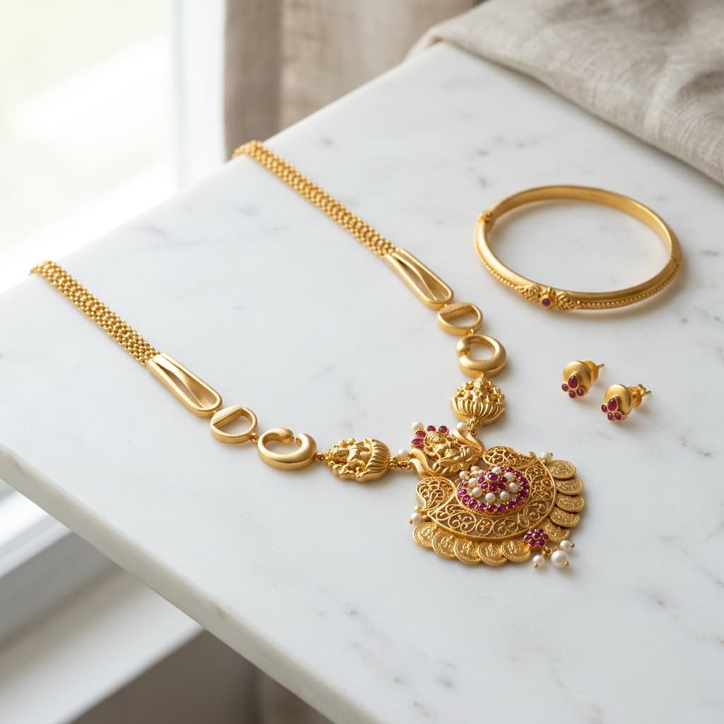 Minimalist Kerala traditional gold jewelry